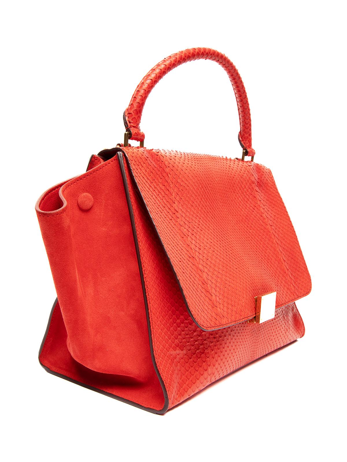 Red Pre-Loved Céline Women's Phython Trapeze Bag