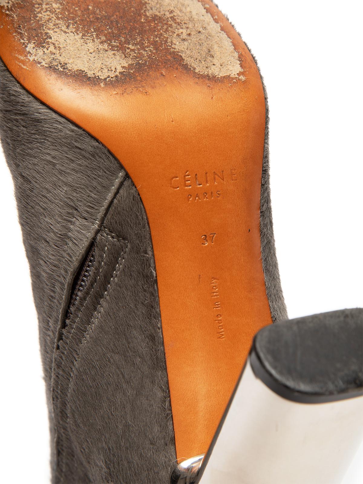 Pre-Loved Céline Women's Pony-Hair Metallic Heel Ankle Boot 1