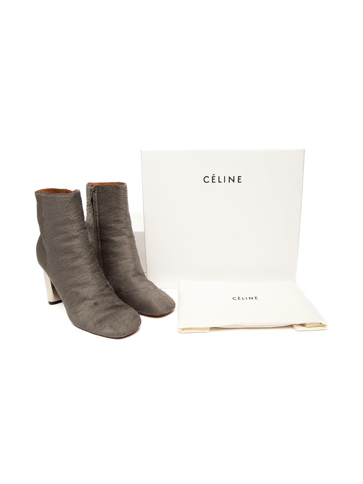 Pre-Loved Céline Women's Pony-Hair Metallic Heel Ankle Boot 2