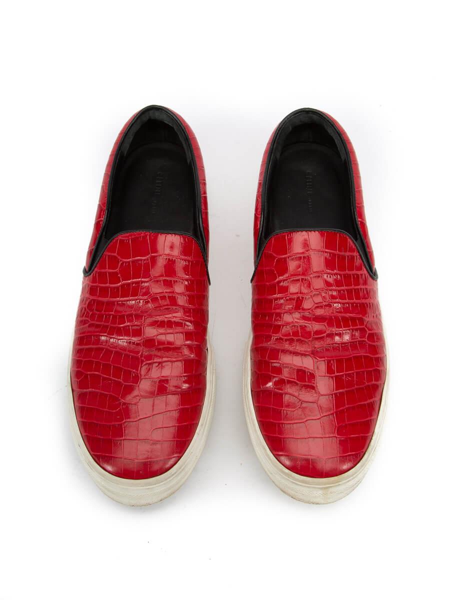 Pre-Loved Céline Women's Slip On Sneakers Red Leather In Good Condition In London, GB
