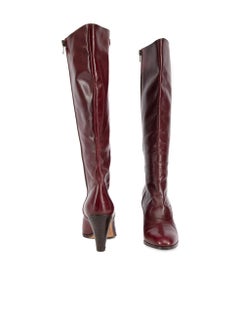 Pre-Loved Céline Women's Vintage Burgundy Leather Knee High Boots