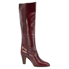 Pre-Loved Céline Women's Vintage Burgundy Leather Knee High Boots