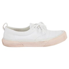 Pre-Loved Céline Women's White Canvas Sneakers with Pink Soles