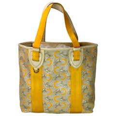 Celine giallo usato  Beige  Borsa Tote in tela rivestita in plastica PVC Macadam