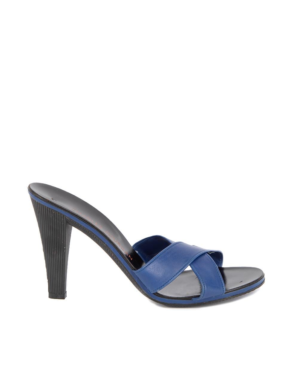 Pré-aimé Charles Jourdan Femmes Vintage Bleu Sandales à talons avec sangles 1