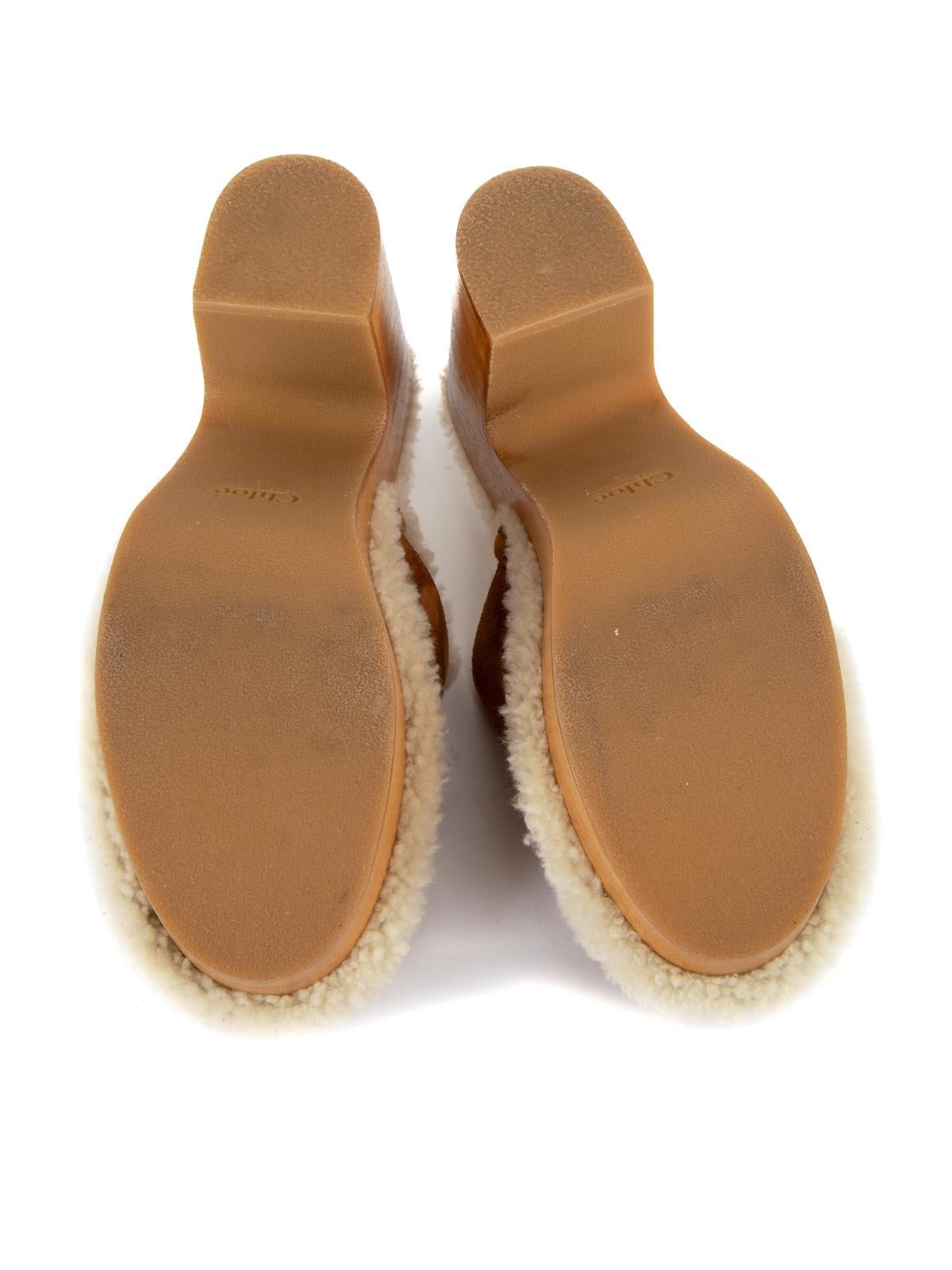 Pre-Loved Chloé Women's Brown Joy Shearling-Lined Suede Clogs 1
