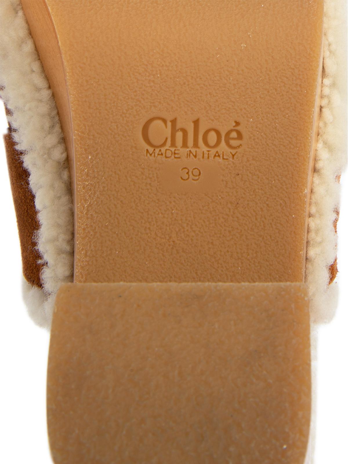 Pre-Loved Chloé Women's Brown Joy Shearling-Lined Suede Clogs 2