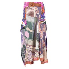 Pre-Loved Chloé Women's Floral Patterned Skirt with Leather Belt Buckle