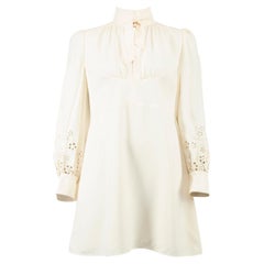 Pre-Loved Chloé Women's High Neck Dress with Embroidered Sleeves