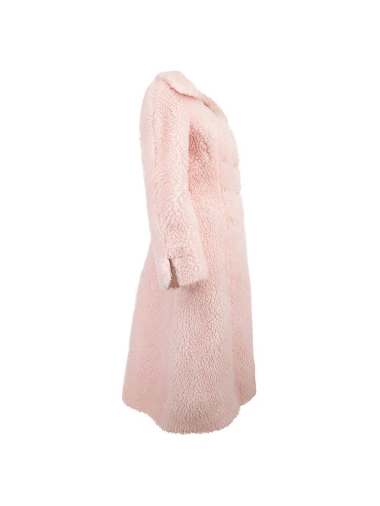 PreLoved Chloé Women's Pink Shearling Longline Coat For Sale at 1stDibs