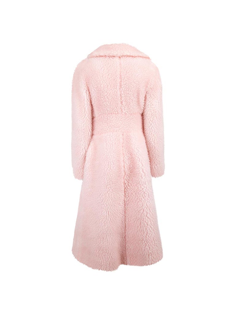 PreLoved Chloé Women's Pink Shearling Longline Coat For Sale at 1stDibs