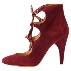 Pre-Loved Chloé Women's Red Suede Three Bow Pump Heels