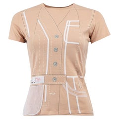 Pre-Loved Christian Dior Women's Beige Cotton Blazer Print T-Shirt