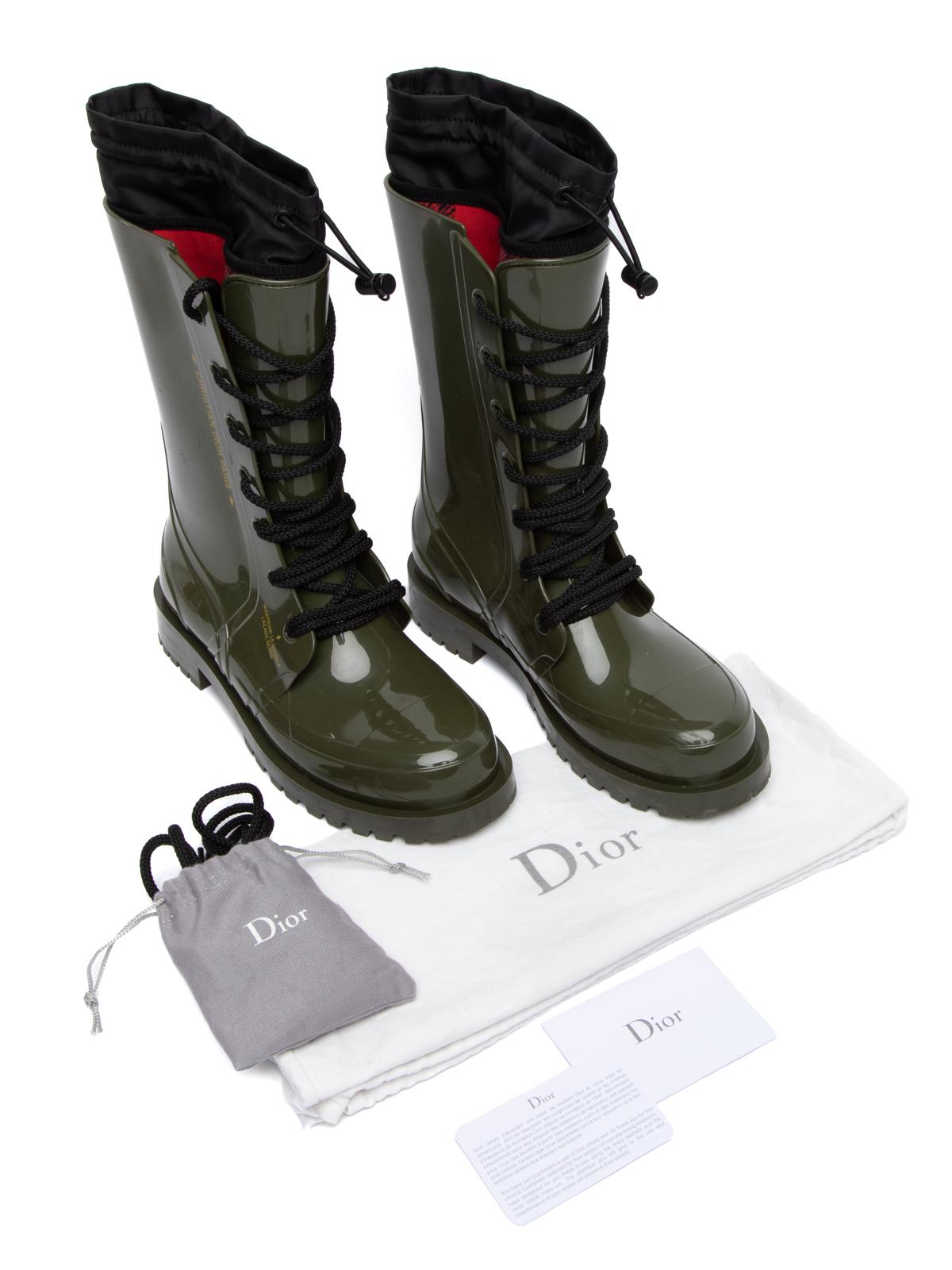 Pre-Loved Christian Dior Women's Khaki Rubber Boots In Good Condition In London, GB