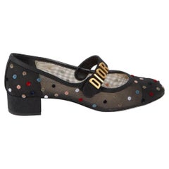 Pre-Loved Christian Dior Damen Mesh Polkadot Schuhe mit kleinem Blockabsatz