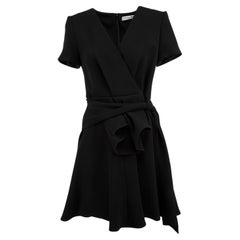 Pre-Loved Christian Dior Women's V Neck Knee Length Dress with Belt Detail