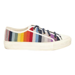 Pre-Loved Christian Dior Women's Walk n Dior Stripe Multicolour Logo Sneakers