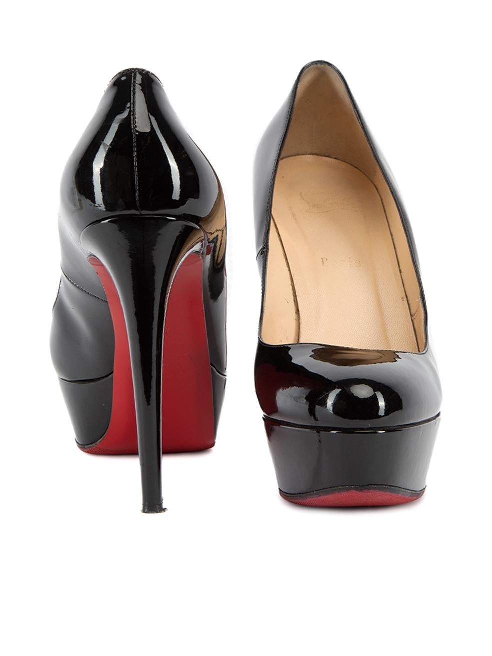 Pre-Loved Christian Louboutin Women's Black Patent Leather Bianca 140 Heels In Excellent Condition In London, GB