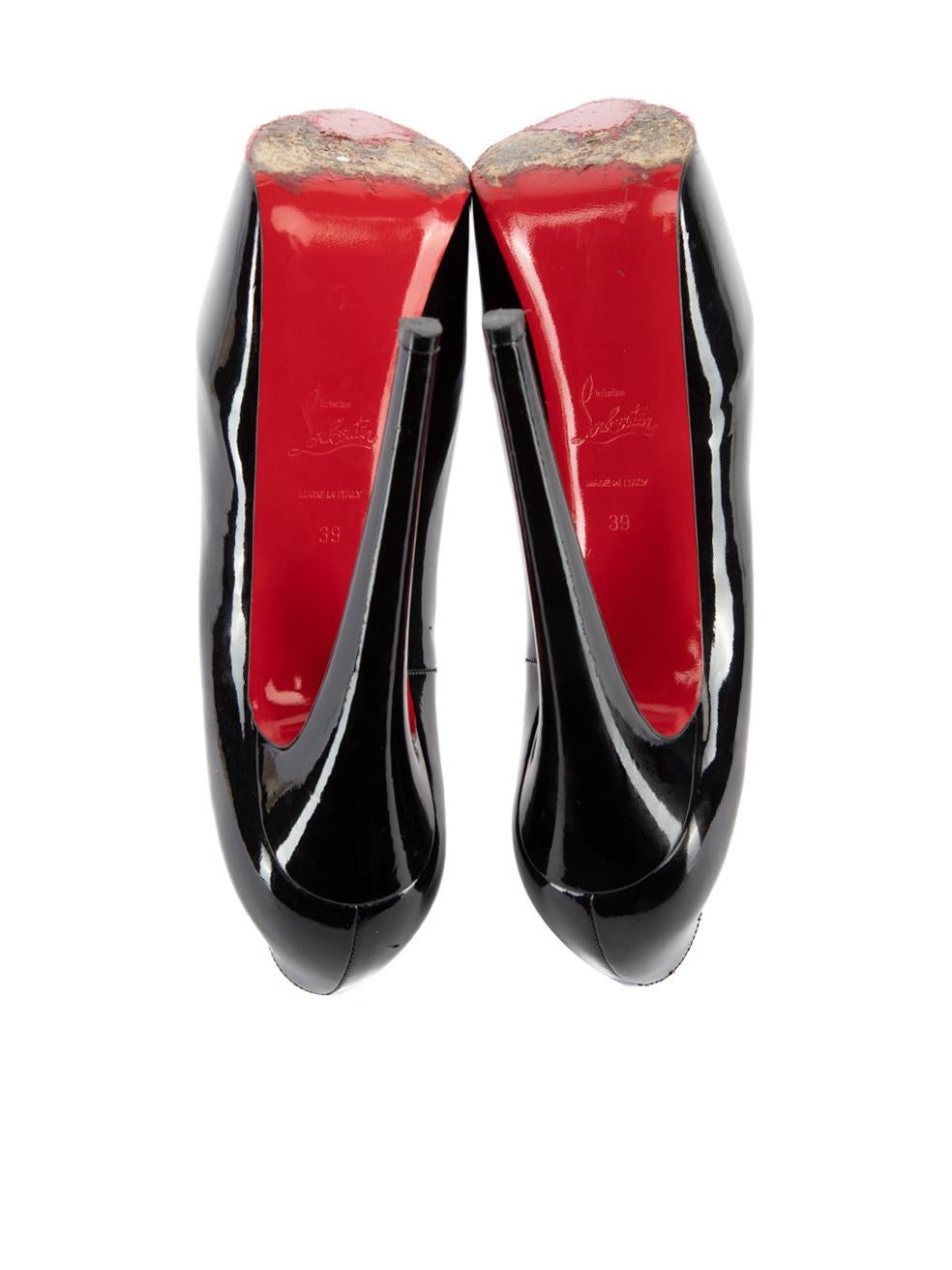 Pre-Loved Christian Louboutin Women's Black Patent Leather Daffodile Platform He 1