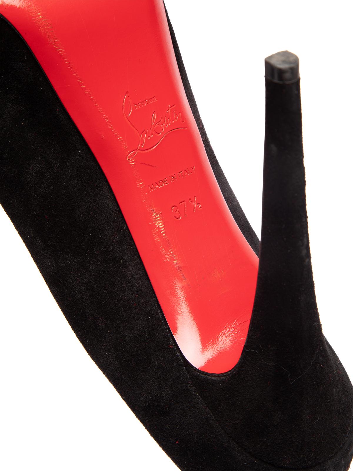 Pre-Loved Christian Louboutin Women's Eloise 85 Heels Black Suede 1