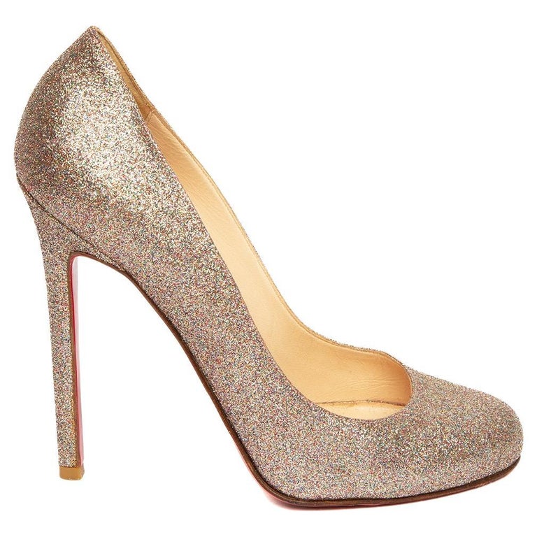 Pre-Loved Christian Louboutin Women's Glitter Rounded Toe Heels For Sale at  1stDibs