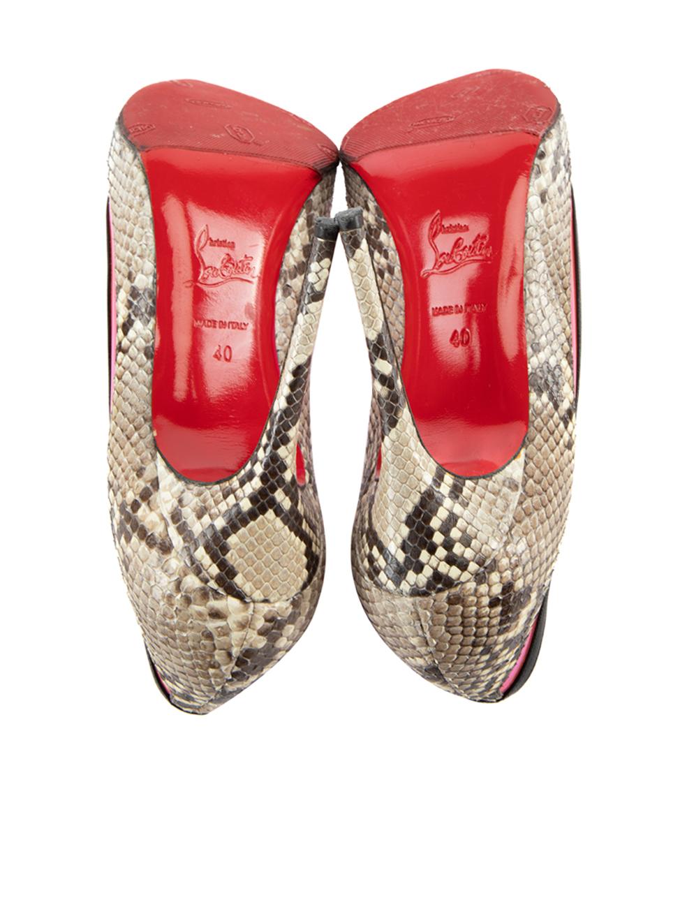 Pre-Loved Christian Louboutin Women's Grey Plexi Panel Python Paulina Pump 1