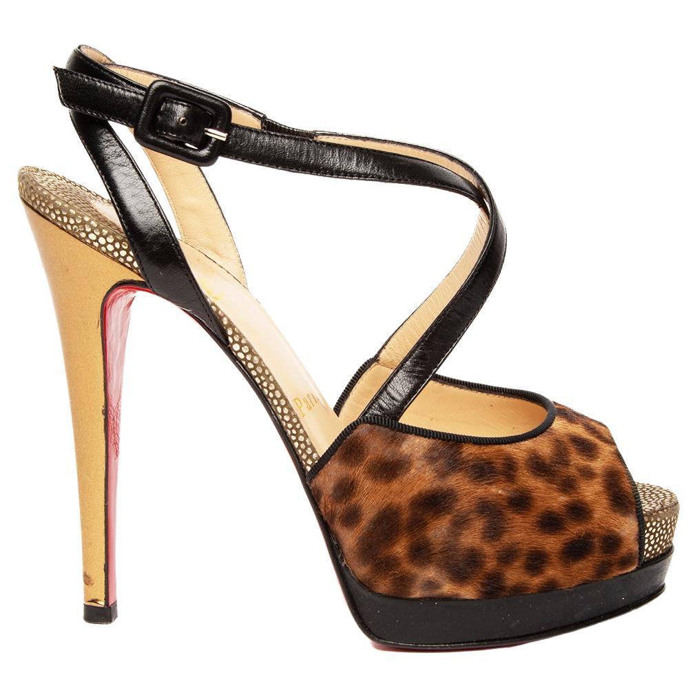 Pre-Loved Christian Louboutin Women's Leopard Print Platform Sandals