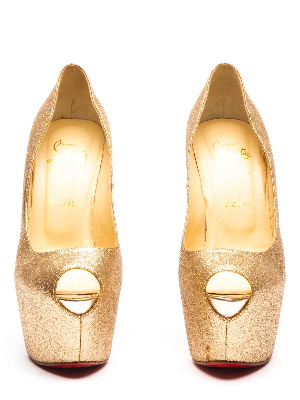 gold sparkly heels