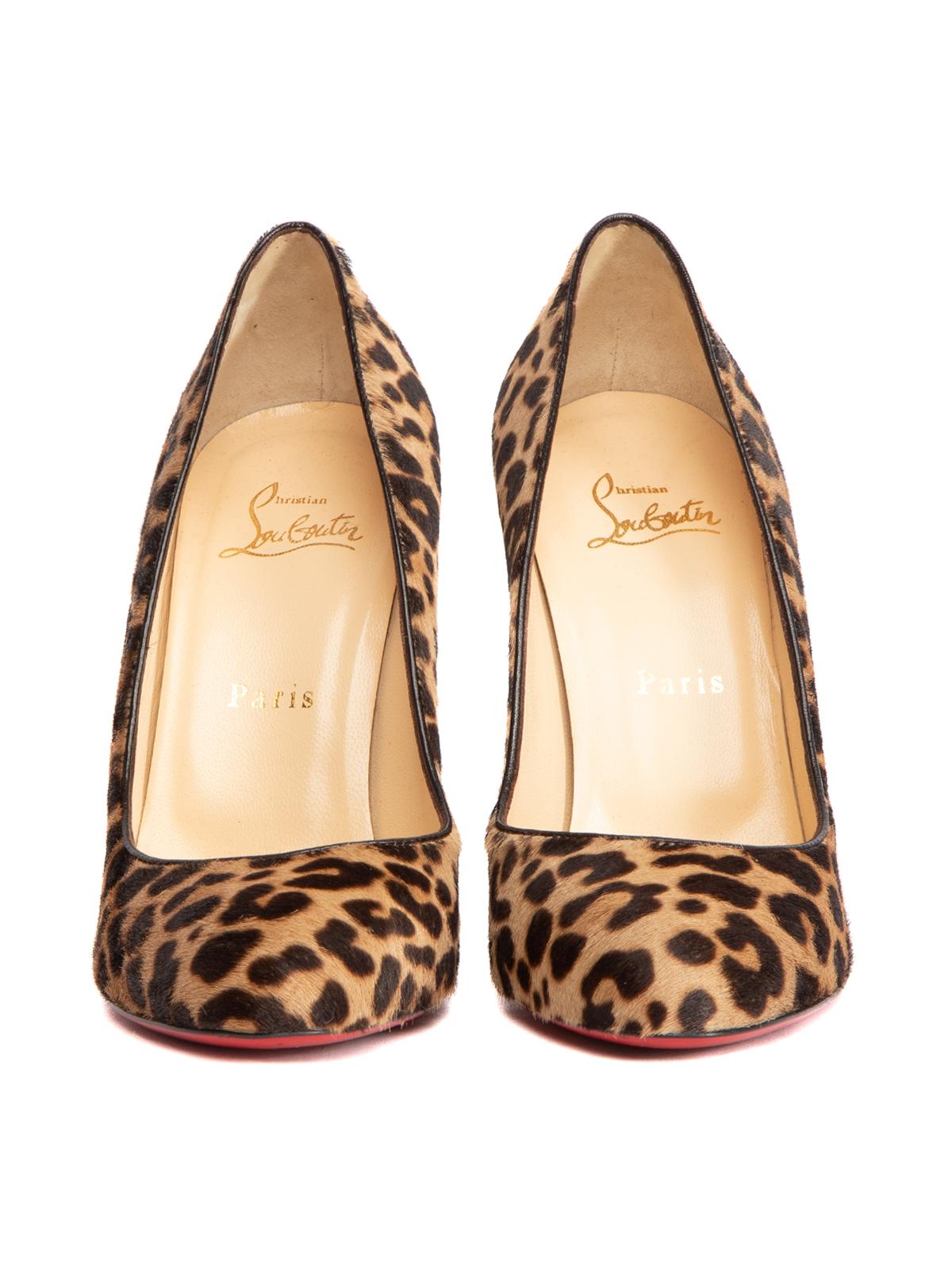 Pre-Loved Christian Louboutin Women's Round Toe Pony Hair Leopard Print Heels In Excellent Condition In London, GB