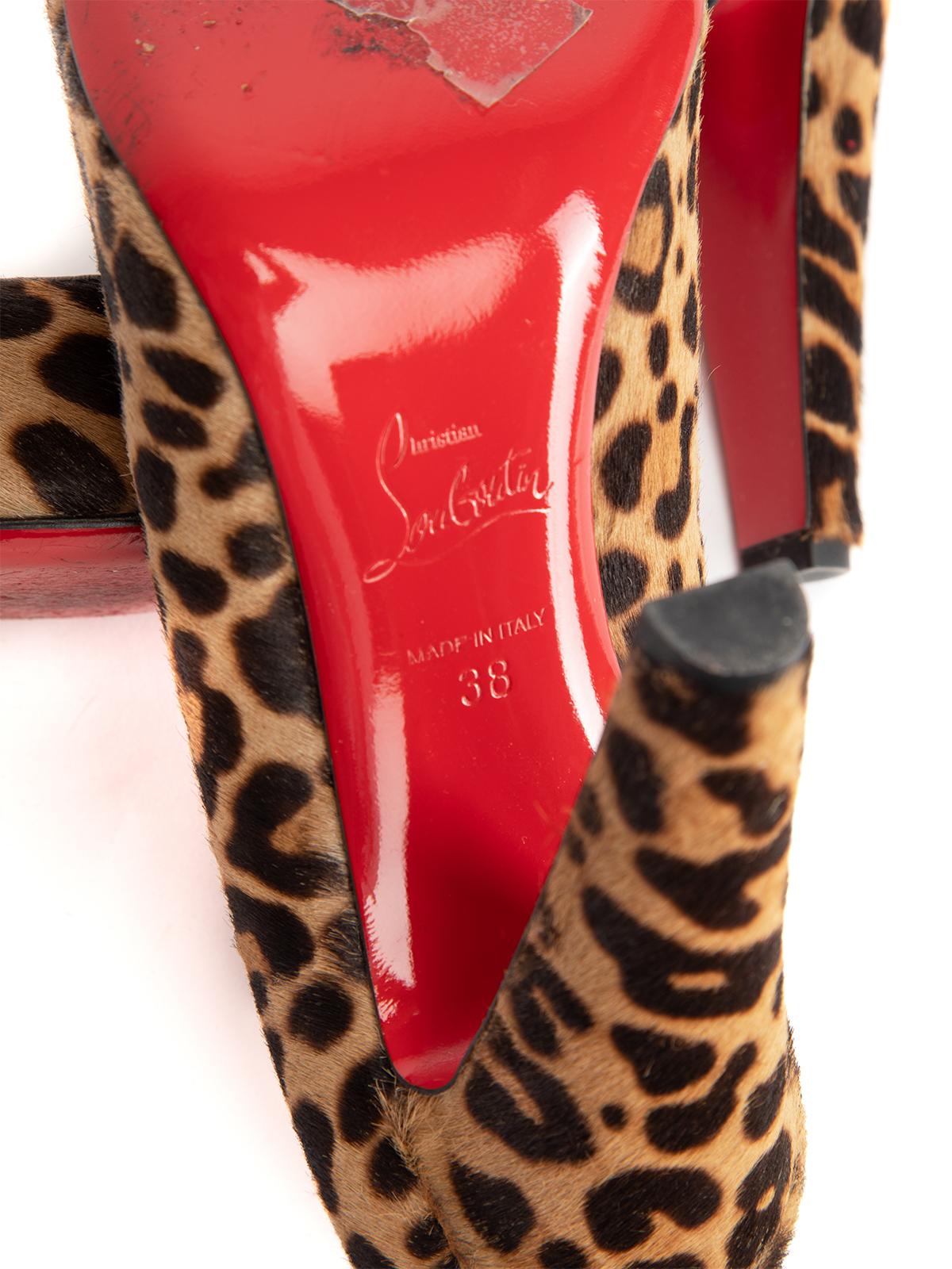 Pre-Loved Christian Louboutin Women's Round Toe Pony Hair Leopard Print Heels 3