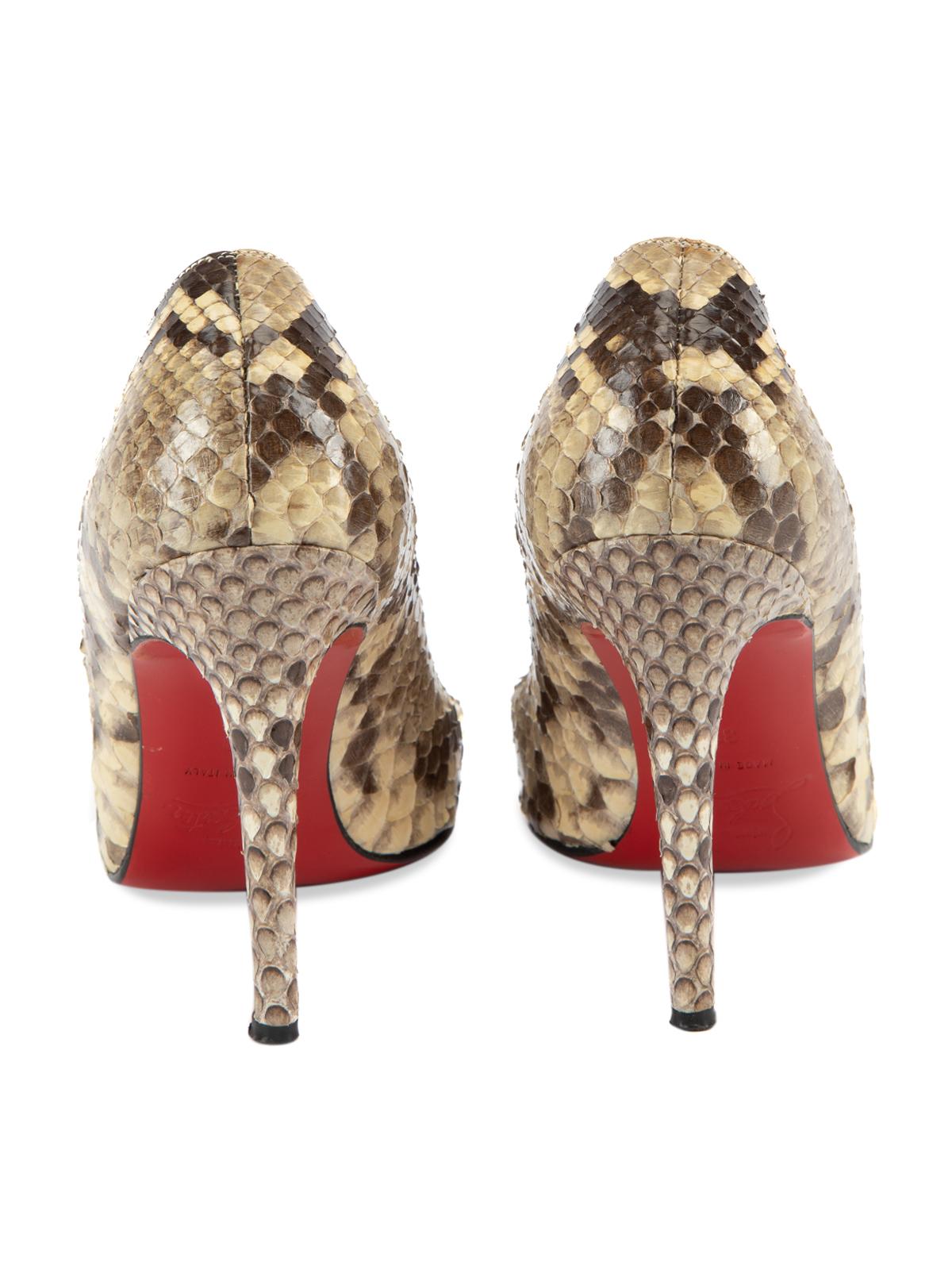 Pre-Loved Christian Louboutin Women's Snakeskin Closed Toe Pump Heels In Excellent Condition In London, GB
