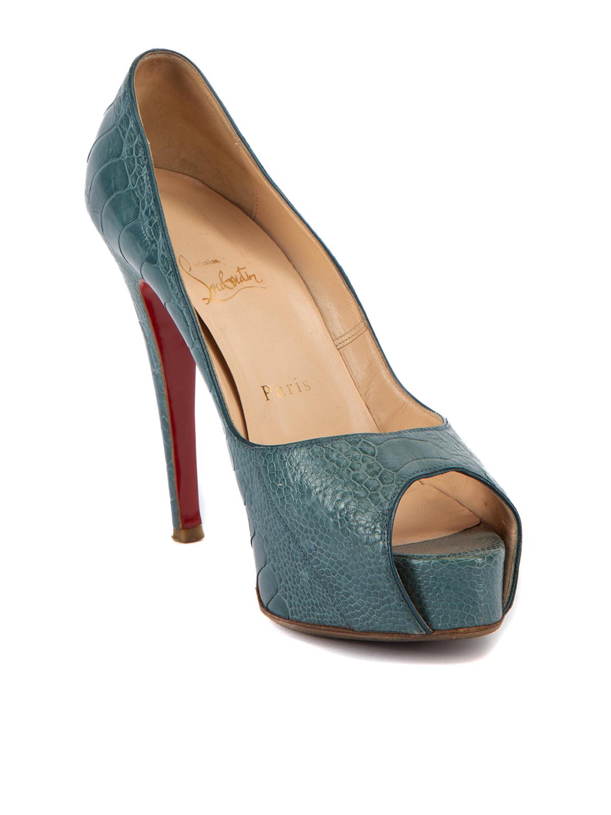 CONDITION is Very good. Minimal wear to heels is evident. Minimal wear to the insole and heel tips on this used Christian Louboutin designer resale item. Please not these shoes have been resold for extra protection. This item also comes with the