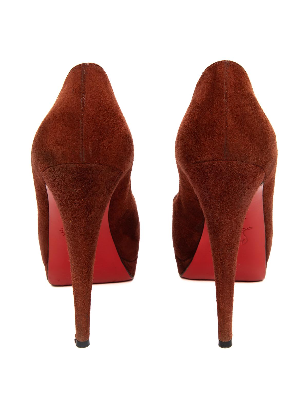 Pre-Loved Christian Louboutin Women's Suede Lady Peep Platform Heels For  Sale at 1stDibs | louboutin resale