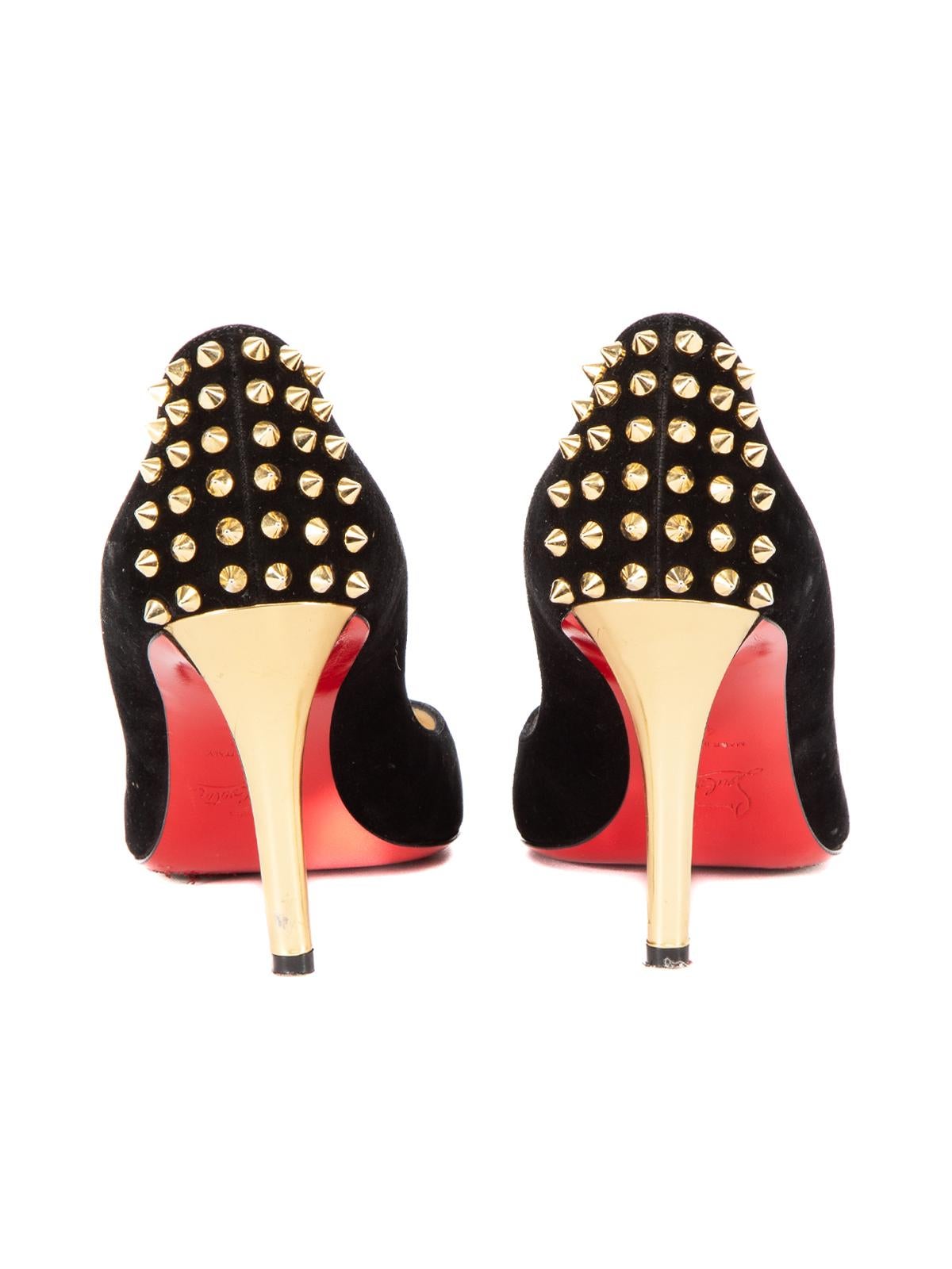 Pre-Loved Christian Louboutin Women's Suede Stilettos with Studs In Excellent Condition In London, GB