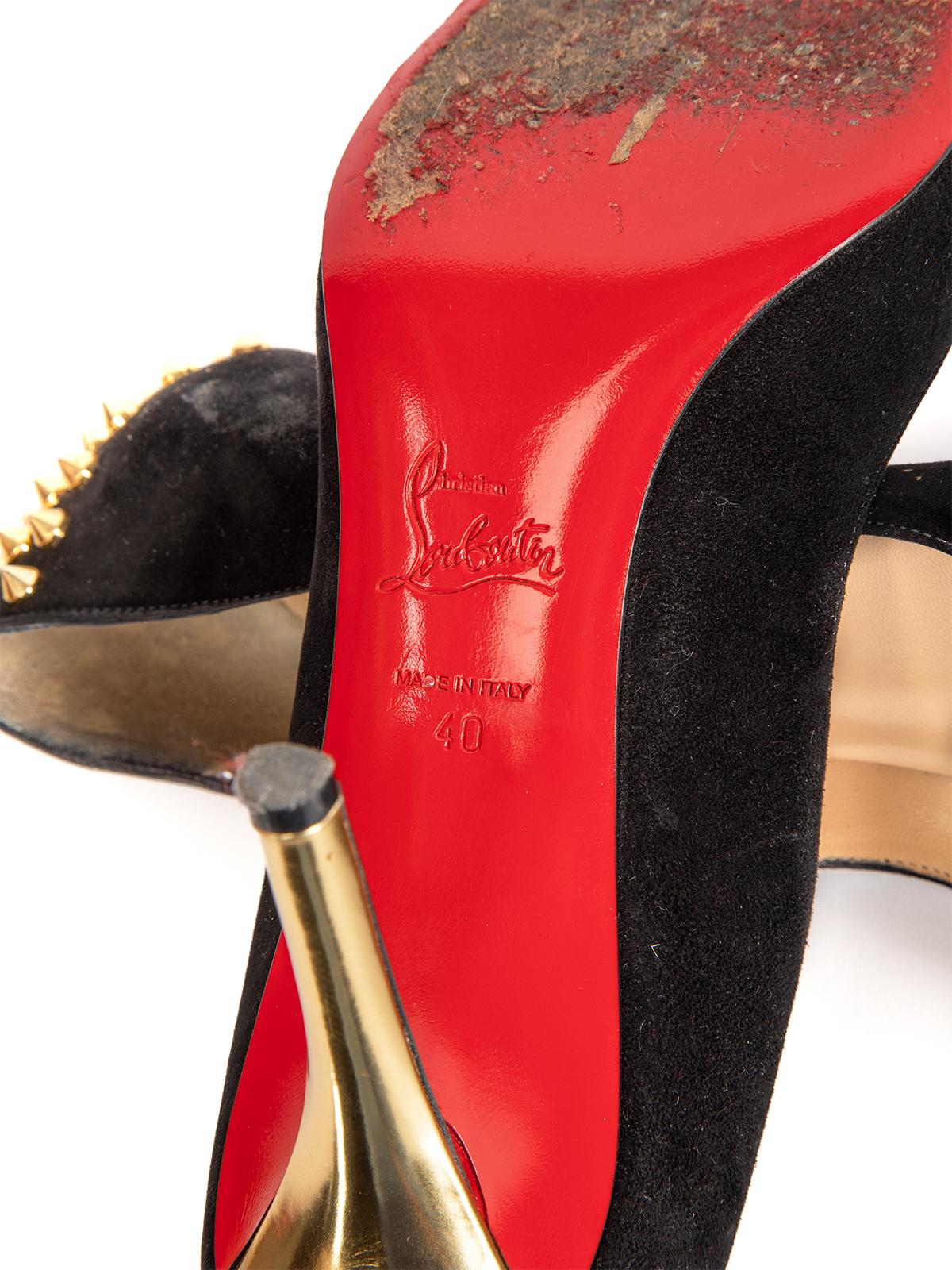 Pre-Loved Christian Louboutin Women's Suede Stilettos with Studs 3
