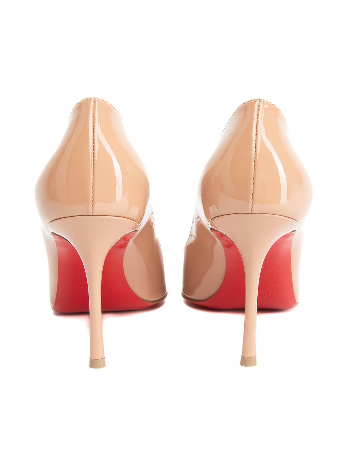 Pre-Loved Christian Louboutin Women's Yootish 85 - Peep Toe Patent Leather Heels 1