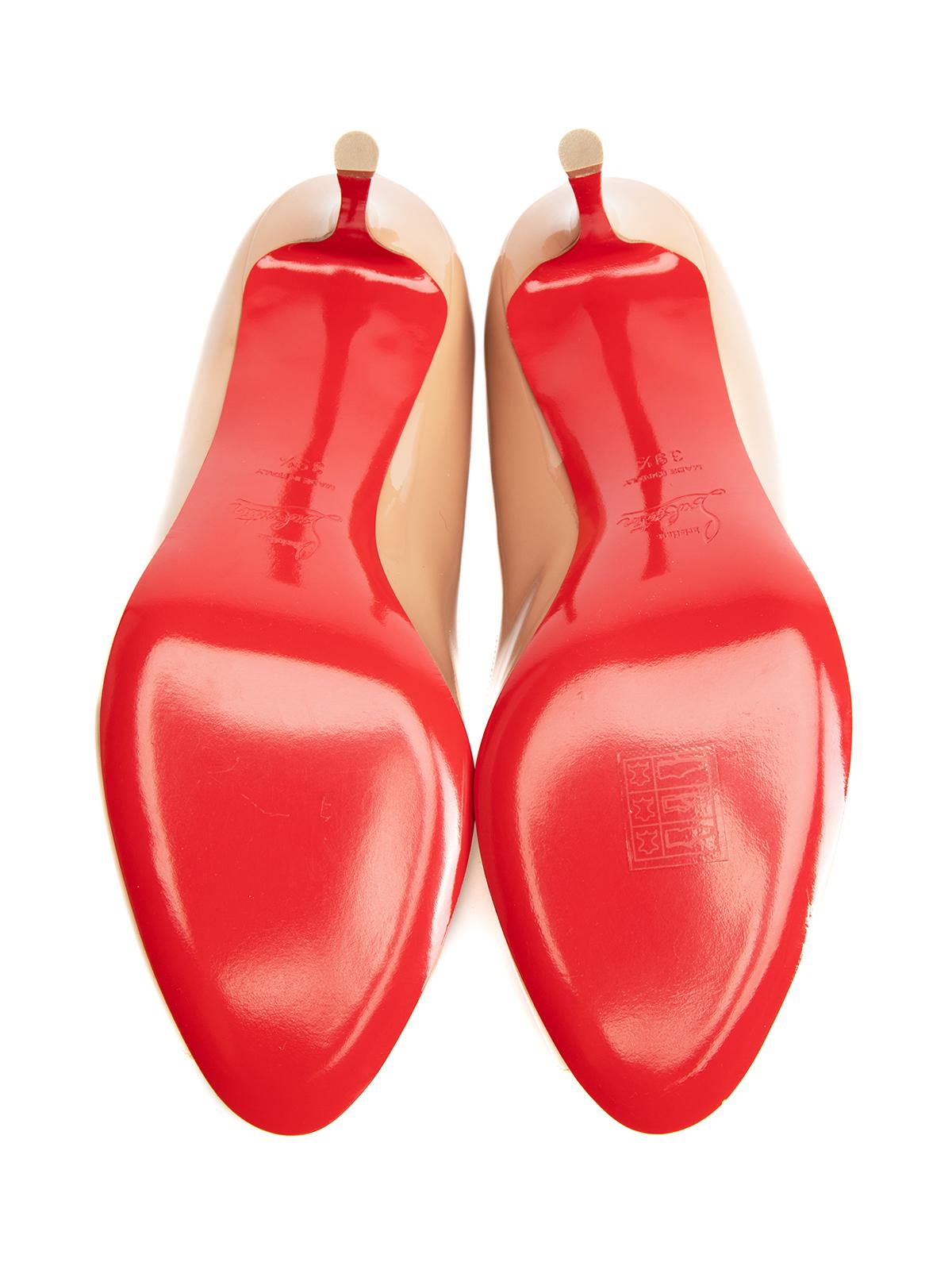 Pre-Loved Christian Louboutin Women's Yootish 85 - Peep Toe Patent Leather Heels 2