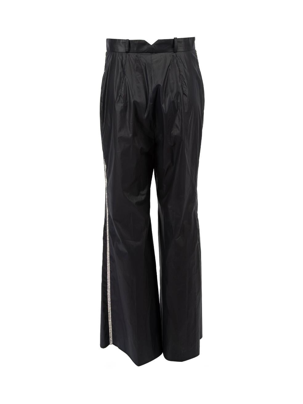 Pre-Loved Christopher Kane Women's Black Trousers with Diamanté Detail In Excellent Condition For Sale In London, GB
