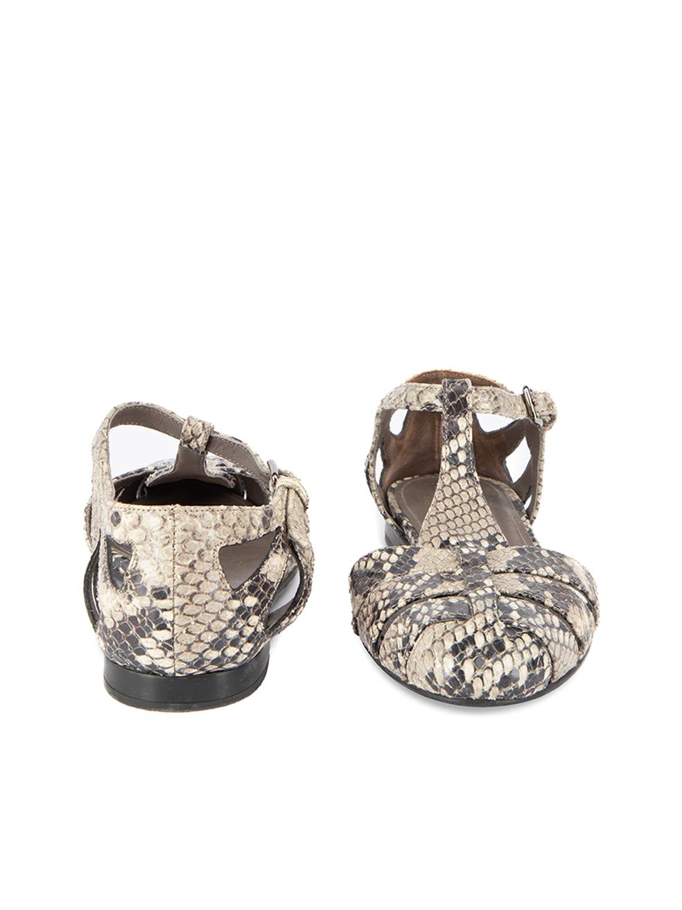 Pre-Loved Church's Women's Grey Snakeskin Flat Sandals In Excellent Condition In London, GB