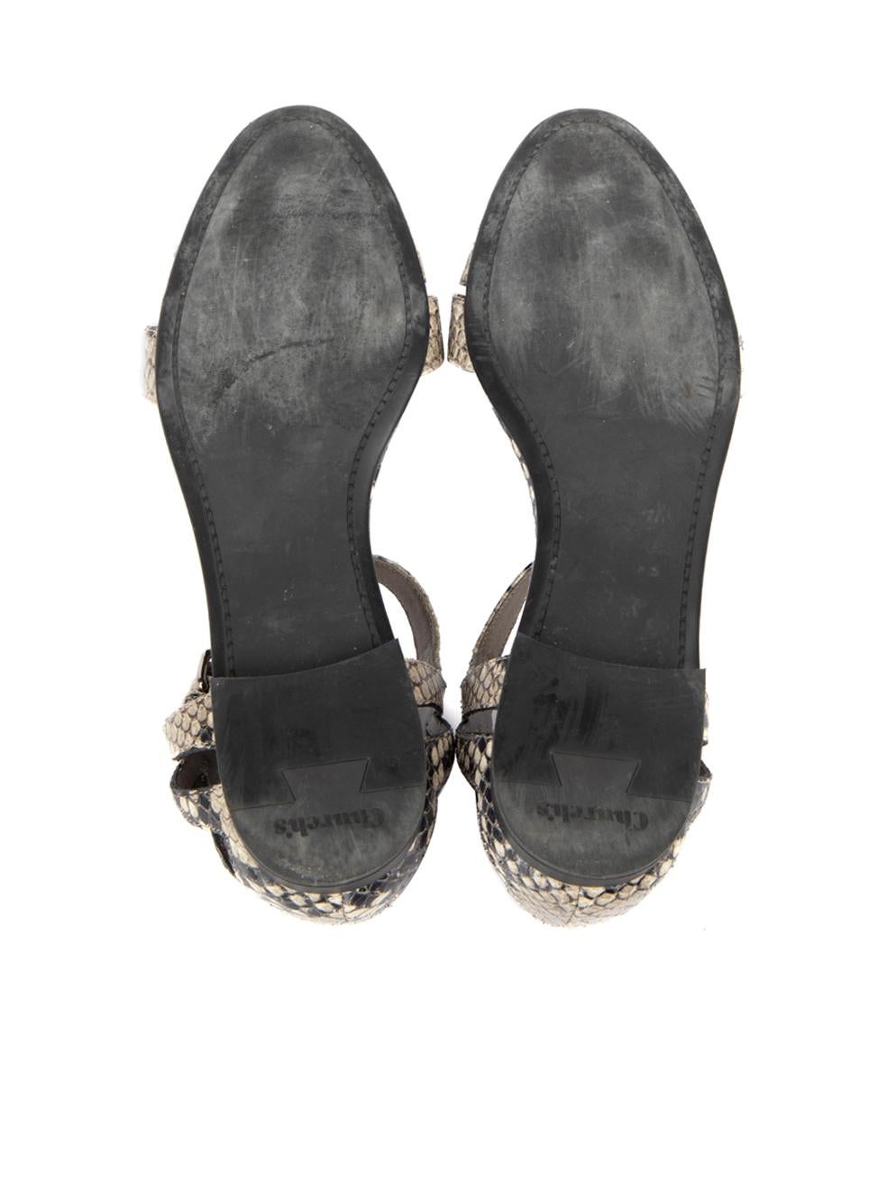 Pre-Loved Church's Women's Grey Snakeskin Flat Sandals 1
