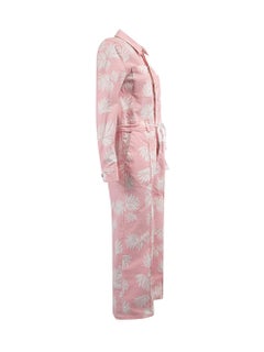 Pre-Loved Cinq à Sept Women's Pink Tropical Printed Denim Jumpsuit