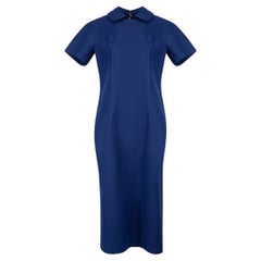 Pre-Loved Comme Des Garcons Women
s Blue Short Sleeve Midi Dress