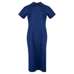 Pre-Loved Comme Des Garcons Women's Blue Short Sleeve Midi Dress