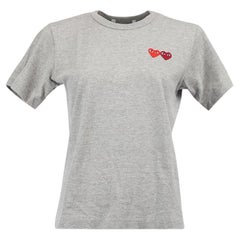 Pre-Loved Comme Des Garcons Women's Grey Heart Logo Short Sleeve T-Shirt