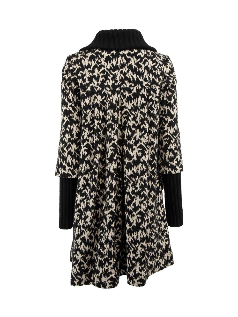 Pre-Loved Diane Von Furstenberg Women's Black and Beige Knitted Panel Coat In Good Condition In London, GB