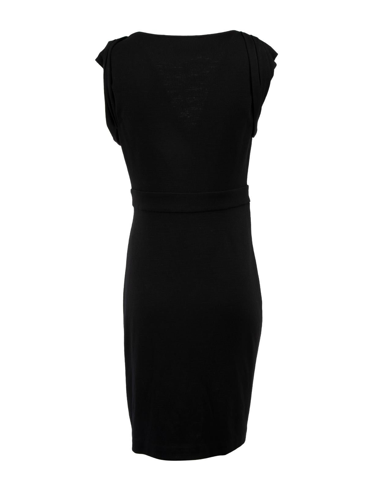 Pre-Loved Diane Von Furstenberg Women's Black Sleeveless Wool Wrap Dress In Excellent Condition In London, GB