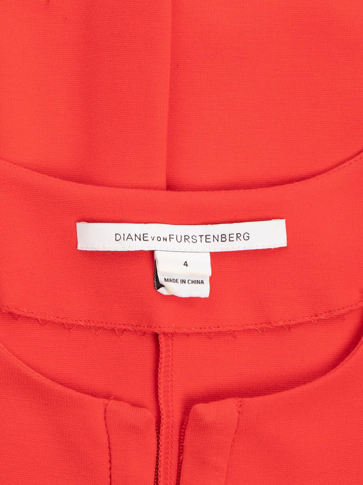 Pre-Loved Diane Von Furstenberg Women's Coral Red Bodycon Dress 3
