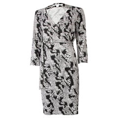 Pre-Loved Diane Von Furstenberg Women's Leopard Illustration Print Wrap Dress