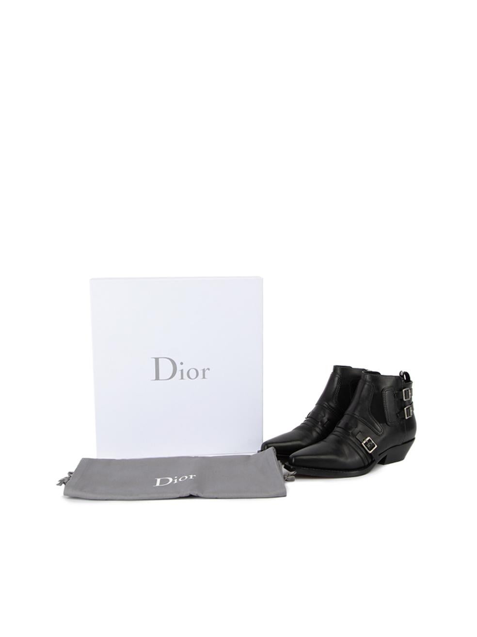 Pre-Loved Dior Women's Black Saddle Buckle Accent Ankle Boots In Excellent Condition In London, GB