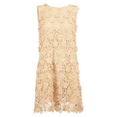 Used Pre-Loved Dolce & Gabbana Women's Beige Sleeveless Lace Mini Dress